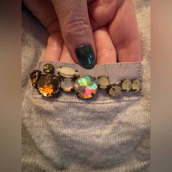 J.Crew Embellished Jewel Grey Cardigan 100% Merino Wool. Women’s size Medium. - Picture 8 of 12